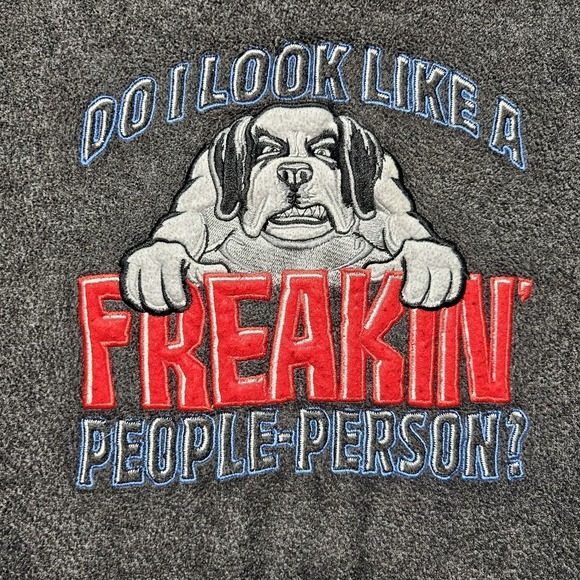 Y2k Big Dogs Do I Look Like a People Person Men's 3XL Grey Crew Neck Sweatshirt - Picture 1 of 6